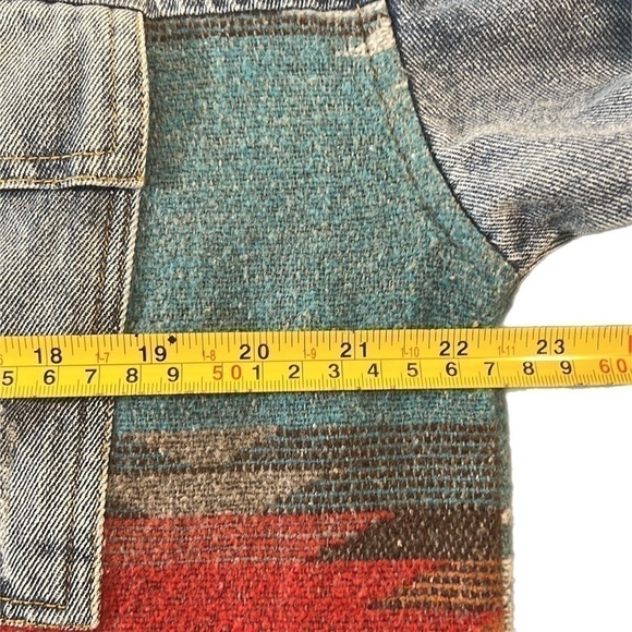 Denim Southwest Blanket Chouyatou Navaho Blanket Print Button Jacket L - Picture 15 of 16
